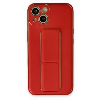 Newface iPhone 14 Kılıf Coco Deri Standlı Kapak - Kırmızı