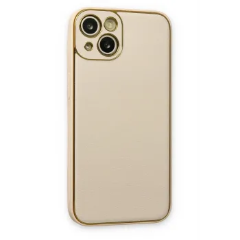 Newface iPhone 14 Plus Kılıf Coco Deri Silikon Kapak - Gold