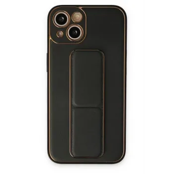 Newface iPhone 14 Plus Kılıf Coco Deri Standlı Kapak - Siyah