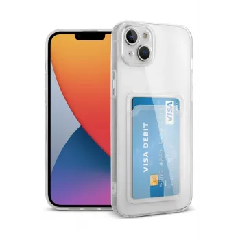 Newface iPhone 14 Plus Kılıf Kart Şeffaf Silikon - Şeffaf