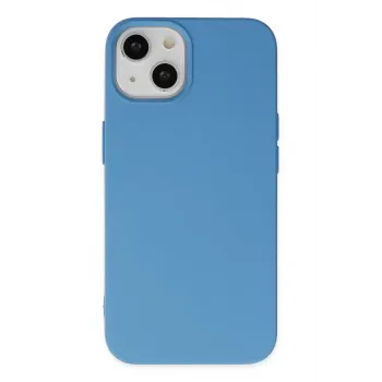 Newface iPhone 14 Plus Kılıf Nano içi Kadife Silikon - Mavi