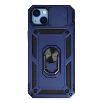 Newface iPhone 14 Plus Kılıf Pars Lens Yüzüklü Silikon - Lacivert