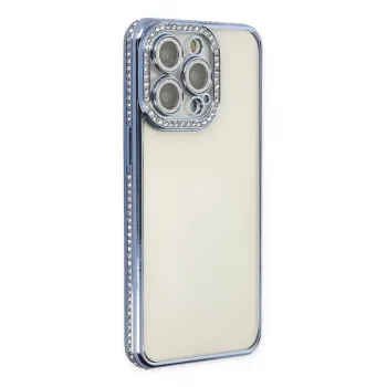 Newface iPhone 14 Pro Kılıf Joke Taşlı Silikon - Mavi