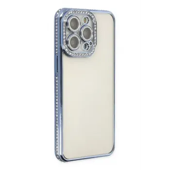 Newface iPhone 14 Pro Kılıf Joke Taşlı Silikon - Mavi