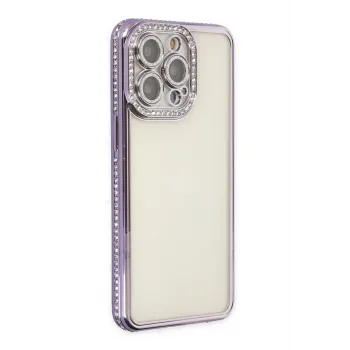 Newface iPhone 14 Pro Kılıf Joke Taşlı Silikon - Mor