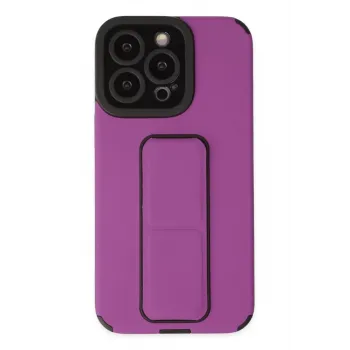 Newface iPhone 14 Pro Kılıf Mega Standlı Silikon - Mor