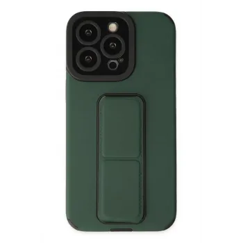 Newface iPhone 14 Pro Kılıf Mega Standlı Silikon - Yeşil