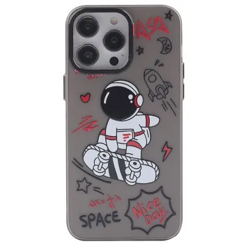 Newface iPhone 14 Pro Kılıf Prada Desenli Kapak - Prada Siyah - 1