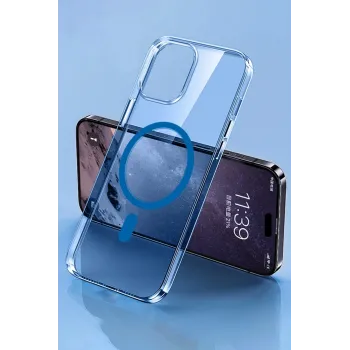 Newface iPhone 14 Pro Kılıf Tron Şeffaf Magsafe Kapak - Mavi