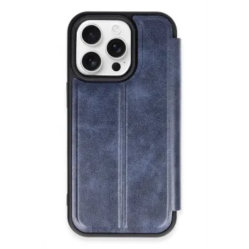 Newface iPhone 14 Pro Max Kılıf Flip Cover - Lacivert