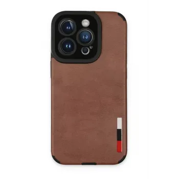 Newface iPhone 14 Pro Max Kılıf Loop Deri Silikon - Kahverengi