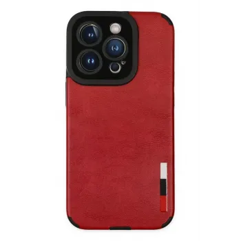 Newface iPhone 14 Pro Max Kılıf Loop Deri Silikon - Kırmızı