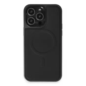 Newface iPhone 14 Pro Max Kılıf Ozzi Magsafe Deri Kapak - Siyah