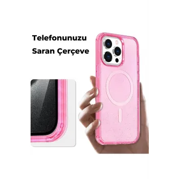 Newface iPhone 14 Pro Max Kılıf Star Magsafe Kapak - Turuncu