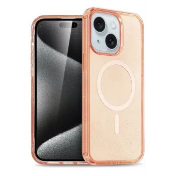Newface iPhone 15 Plus Kılıf Star Magsafe Kapak - Turuncu