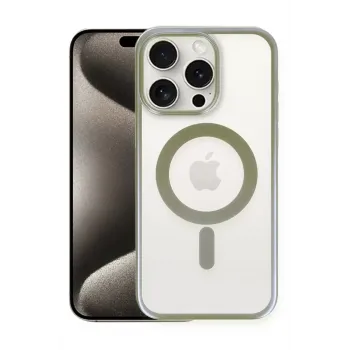 Newface Apple iPhone 15 Pro Kılıf Erozi Magsafe Kapak - Gri