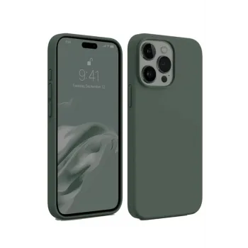 Newface iPhone 15 Pro Kılıf First Silikon - Koyu Yeşil