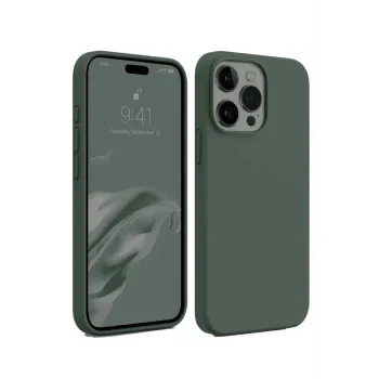 Newface iPhone 15 Pro Kılıf First Silikon - Koyu Yeşil