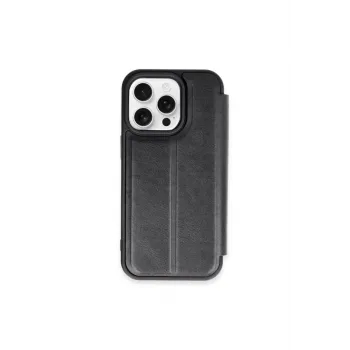 Newface iPhone 15 Pro Max Kılıf Flip Cover - Siyah