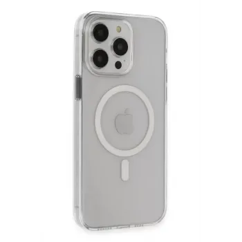 Newface Apple iPhone 15 Pro Max Kılıf Tron Şeffaf Magsafe Kapak - Şeffaf