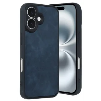 Newface iPhone 16 Kılıf Aras Deri Kapak - Lacivert