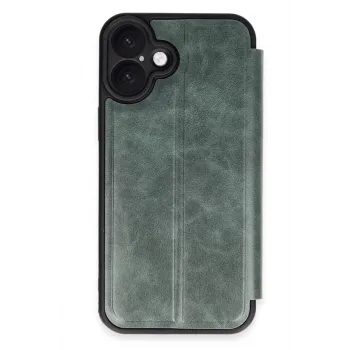 Newface iPhone 16 Kılıf Flip Cover - Koyu Yeşil
