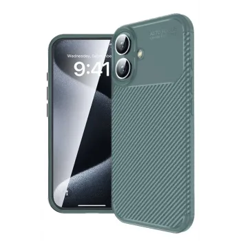 Newface iPhone 16 Plus Kılıf Auto Focus Karbon Kapak - Koyu Yeşil