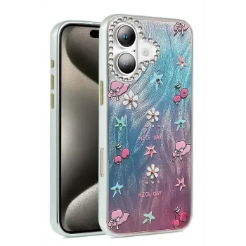 Newface iPhone 16 Plus Kılıf Blade Aynalı Desenli Kapak - Desen 4