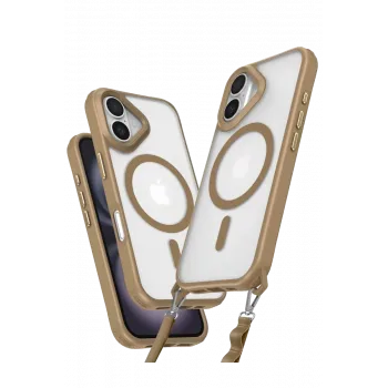 Newface iPhone 16 Plus Kılıf Enka Magsafe Silikon Kılıf - Desert