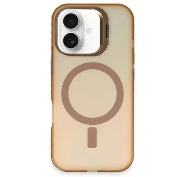Newface iPhone 16 Plus Kılıf Primera Magsafe Standlı Kapak - Gold