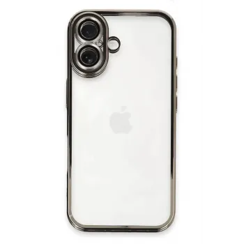 Newface iPhone 16 Plus Kılıf Razer Lensli Silikon - Titanyum Gri
