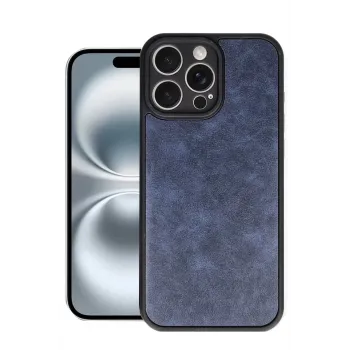 Newface iPhone 16 Pro Kılıf Aras Deri Kapak - Lacivert