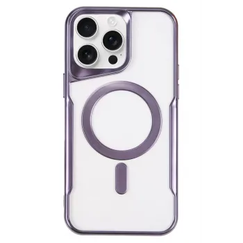 Newface iPhone 16 Pro Max Kılıf Boyi Magsafe Silikon Kapak - Derin Mor