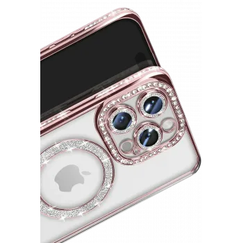 Newface iPhone 16 Pro Max Kılıf Joke Simli Magneticsafe Kılıf - Pembe