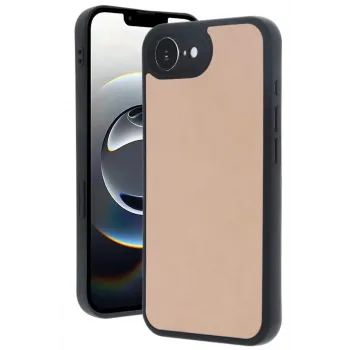 Newface iPhone 16E Kılıf Aras Deri Kapak - Pudra