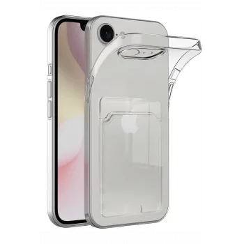 Newface iPhone 16E Kılıf Kart Şeffaf Silikon - Şeffaf