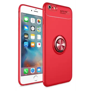 Newface Apple iPhone 6 Kılıf Range Yüzüklü Silikon - Kırmızı