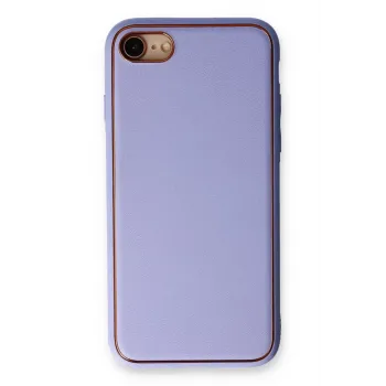 Newface iPhone 7 Kılıf Coco Deri Silikon Kapak - Açık Lila
