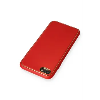 Newface iPhone 7 Kılıf Coco Deri Silikon Kapak - Kırmızı