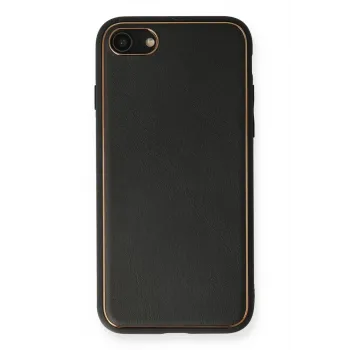 Newface iPhone 7 Kılıf Coco Deri Silikon Kapak - Siyah
