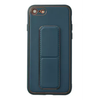 Newface iPhone 7 Kılıf Coco Deri Standlı Kapak - Mavi