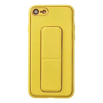 Newface iPhone 7 Kılıf Coco Deri Standlı Kapak - Sarı
