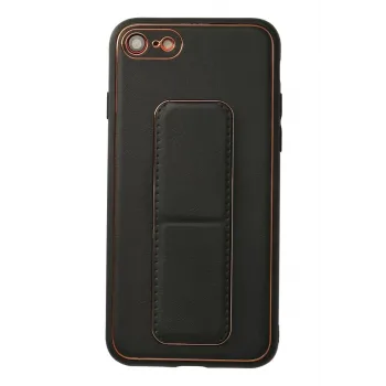 Newface iPhone 7 Kılıf Coco Deri Standlı Kapak - Siyah