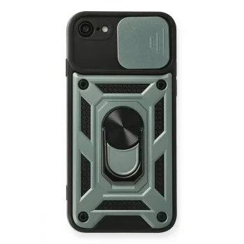 Newface iPhone 7 Kılıf Pars Lens Yüzüklü Silikon - Yeşil