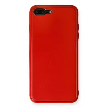 Newface iPhone 7 Plus Kılıf Coco Deri Silikon Kapak - Kırmızı