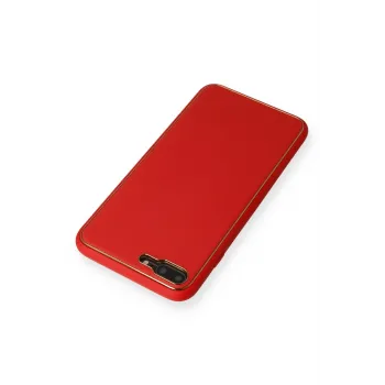 Newface iPhone 7 Plus Kılıf Coco Deri Silikon Kapak - Kırmızı