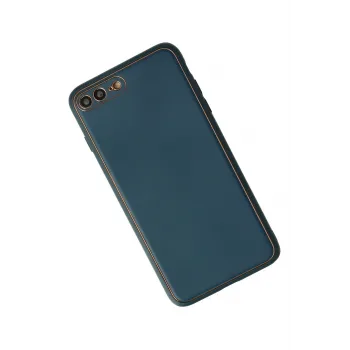 Newface iPhone 7 Plus Kılıf Coco Deri Silikon Kapak - Mavi