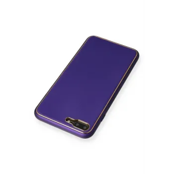 Newface iPhone 7 Plus Kılıf Coco Deri Silikon Kapak - Mor