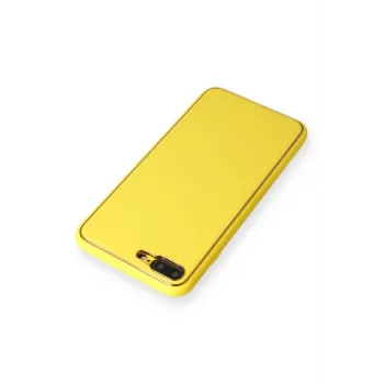 Newface iPhone 7 Plus Kılıf Coco Deri Silikon Kapak - Sarı