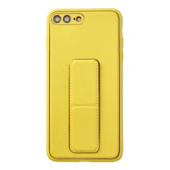Newface iPhone 7 Plus Kılıf Coco Deri Standlı Kapak - Sarı